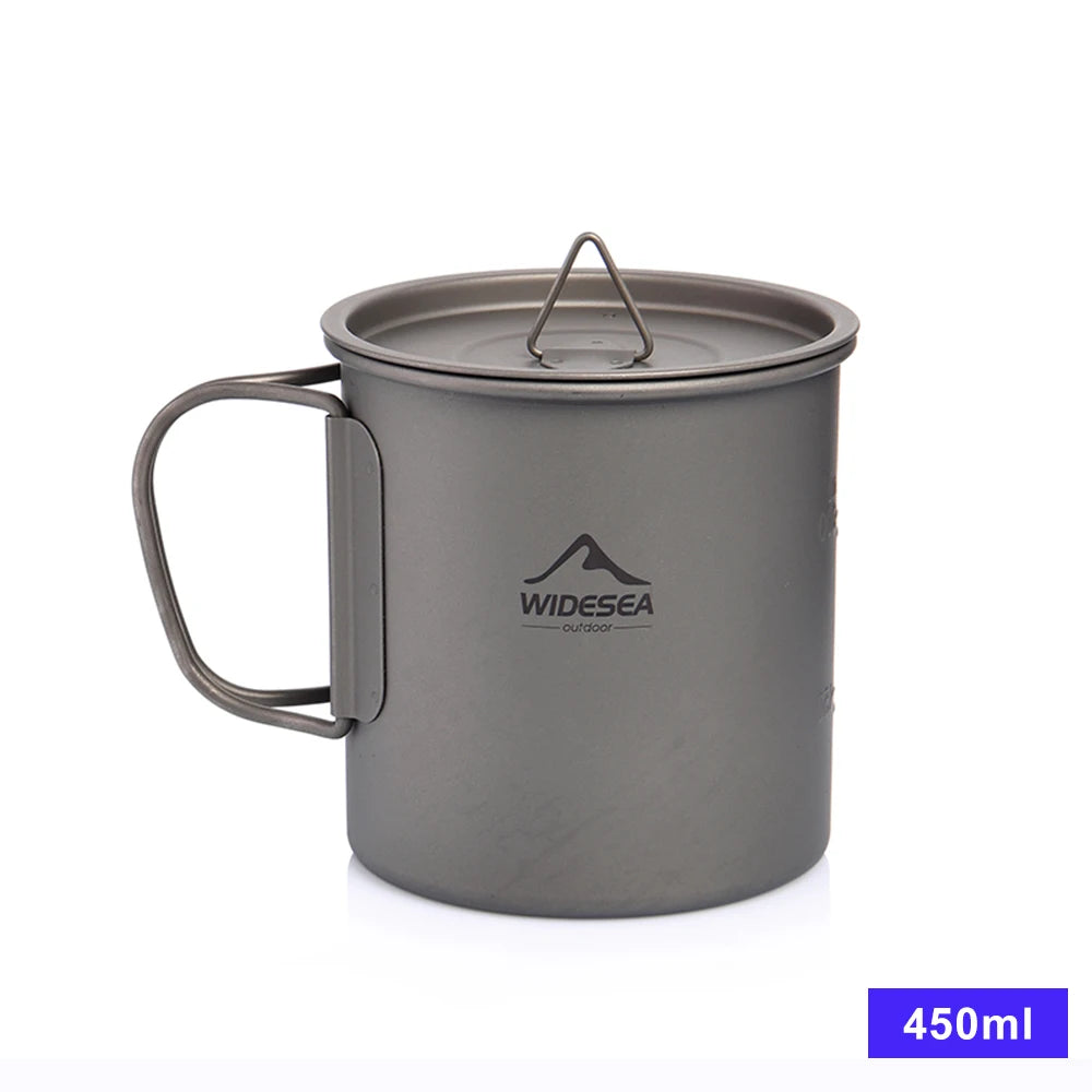 Widesea Titanium Camping Mug Cup For Outdoor Cooking