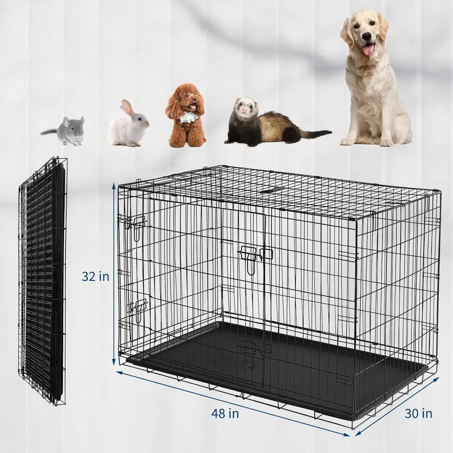 HiMISS Portable Folding Rabbit Cage With Slide Out Tray