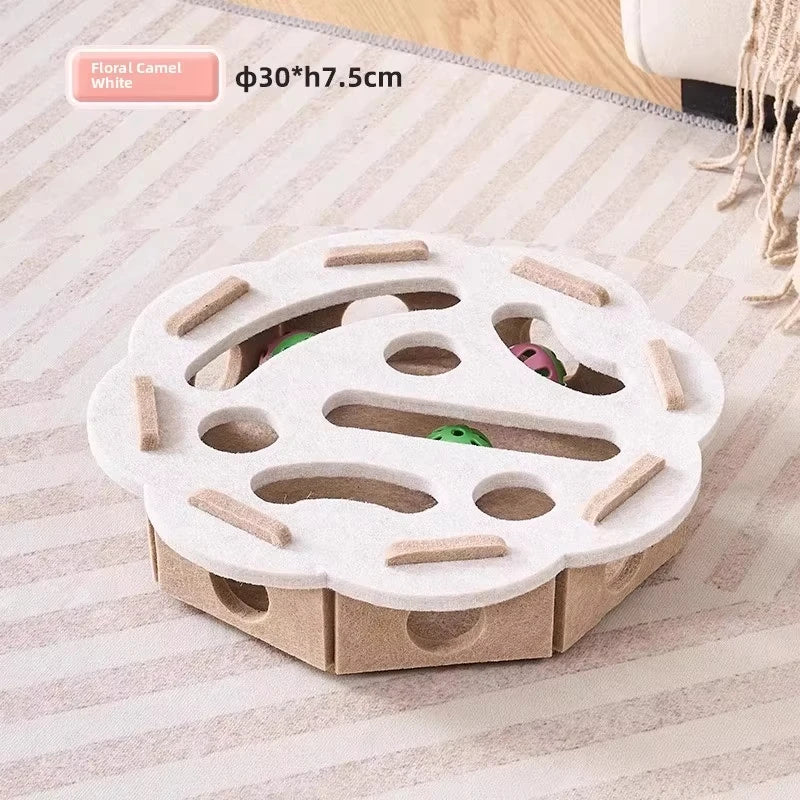 Cat Puzzle Toy Interactive Felt Box With Ball