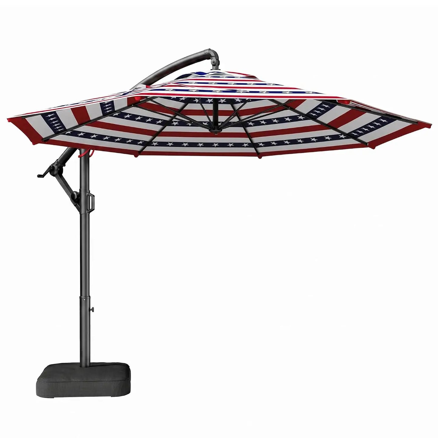 10ft Cantilever Patio Umbrella with Base Included, 30 MPH Wind-Resistant Offset Outdoor Hanging Umbrella with 45, Customized