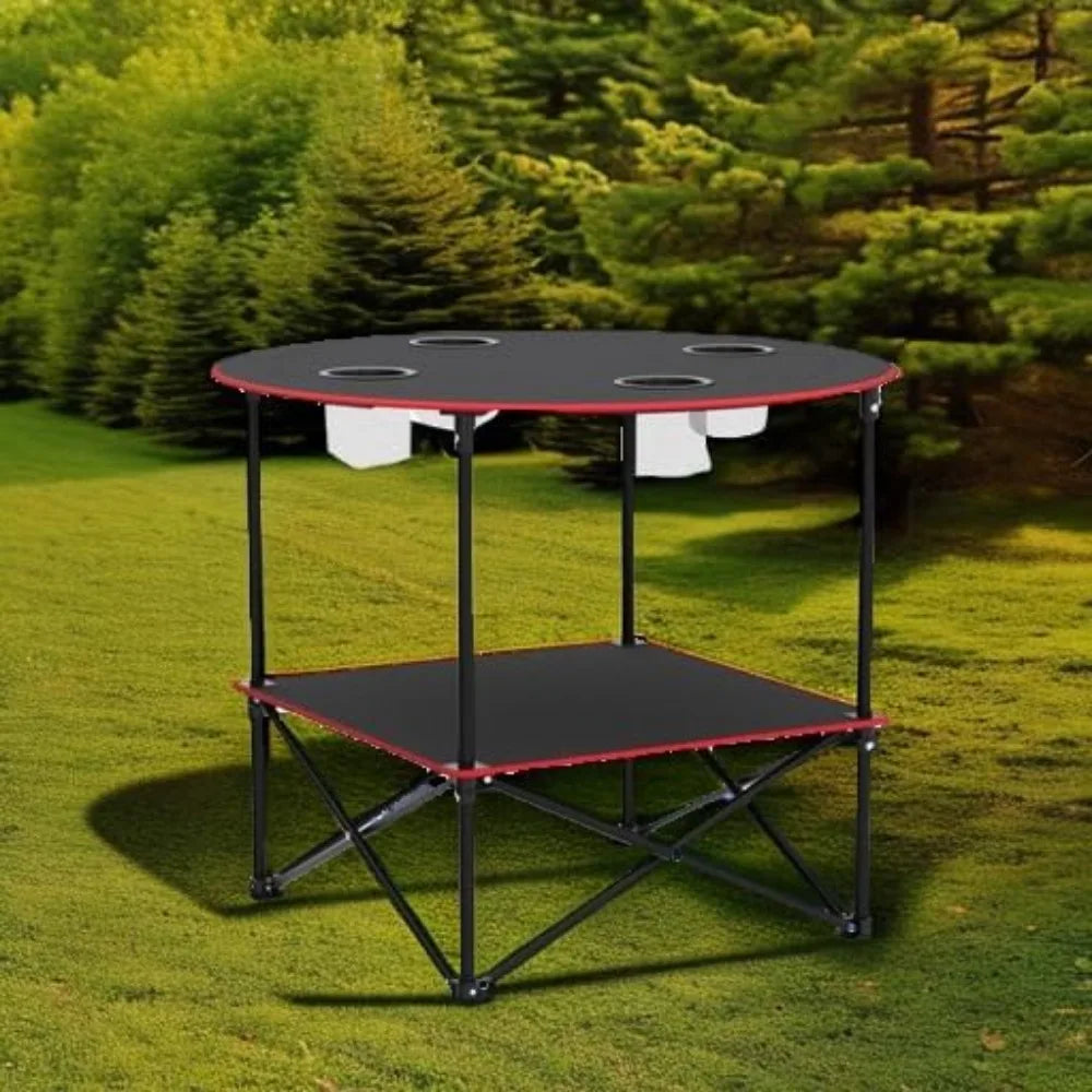 XIUWO Portable Folding Camping Table With Cup Holders