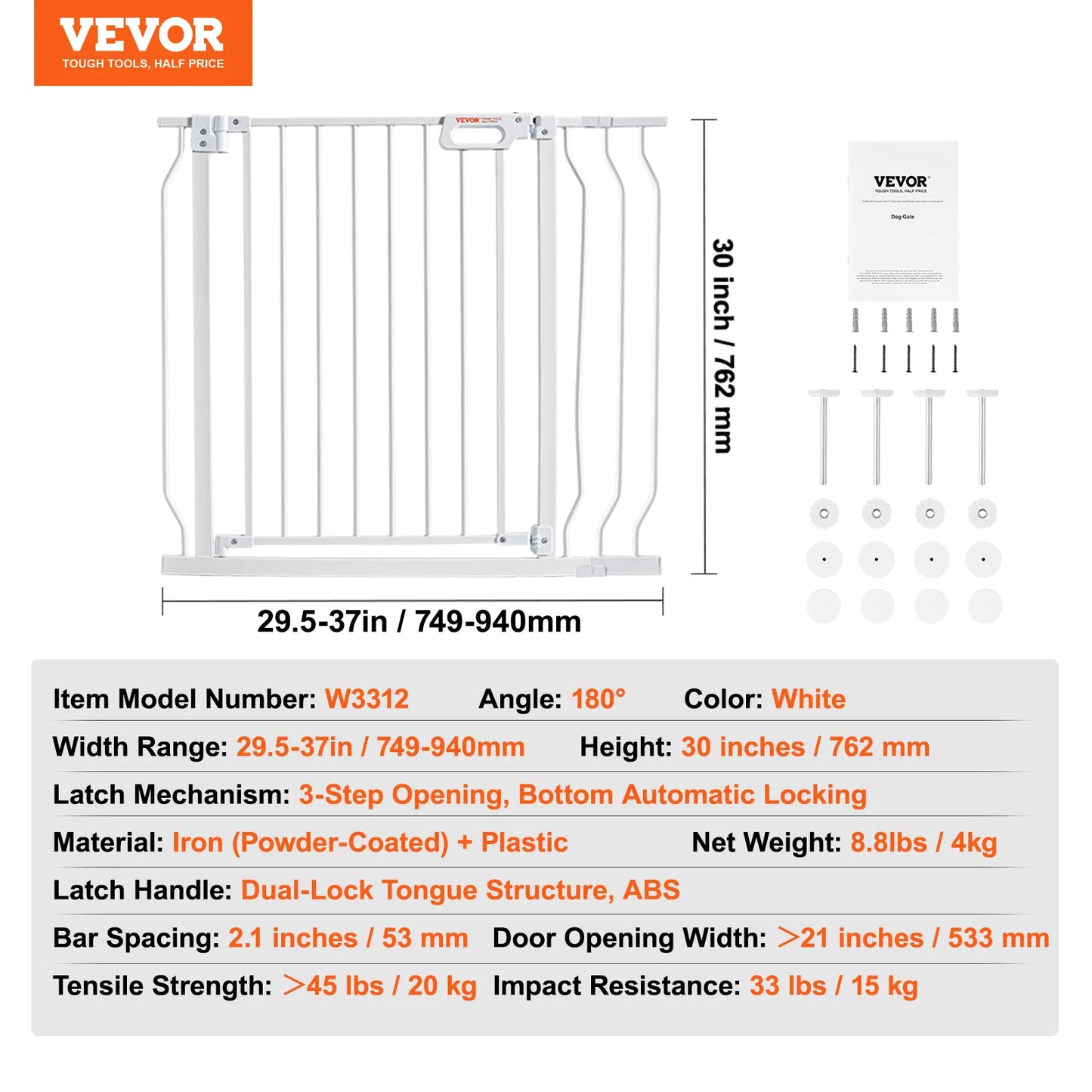 SucceBuy Baby Gate With Pressure Mount Walk Through
