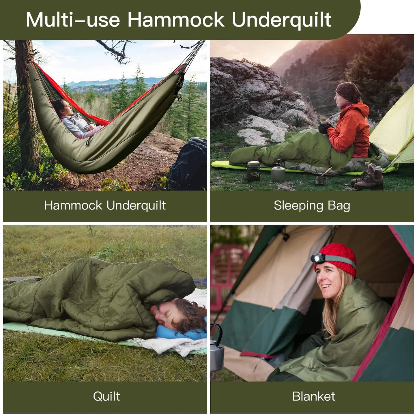 Insulated Hammock Underquilt Sleeping Bag Four Season Lightweight Warm