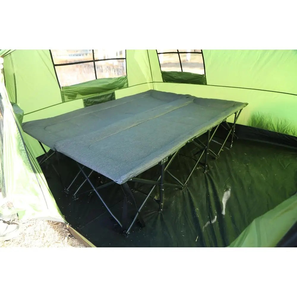 Queen Size Camping Cot or Adults 2 Person, 500lbs Heavy Duty XXL Double Cot with Pad, Portable olding Sleng Cot or Indoor Oice O