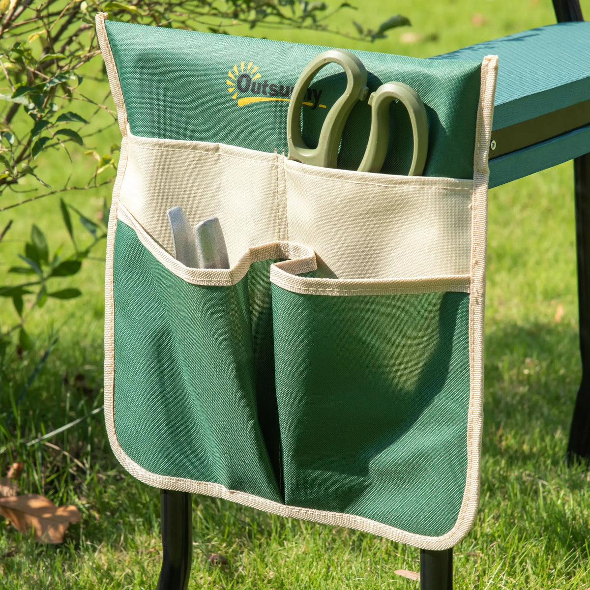 Folding Garden Kneeler Stool Bench Thick Knneling Pad with Large Tool Pouch