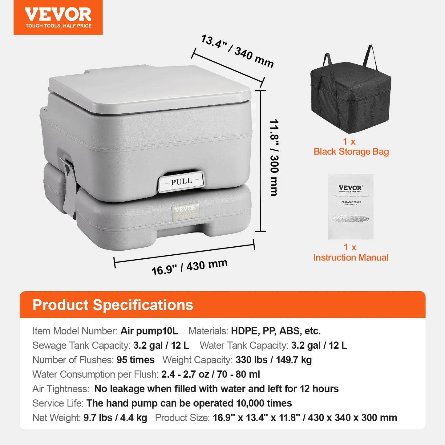 SucceBuy Portable Camping Toilet With Push-Button Pressurized Flush Odourless