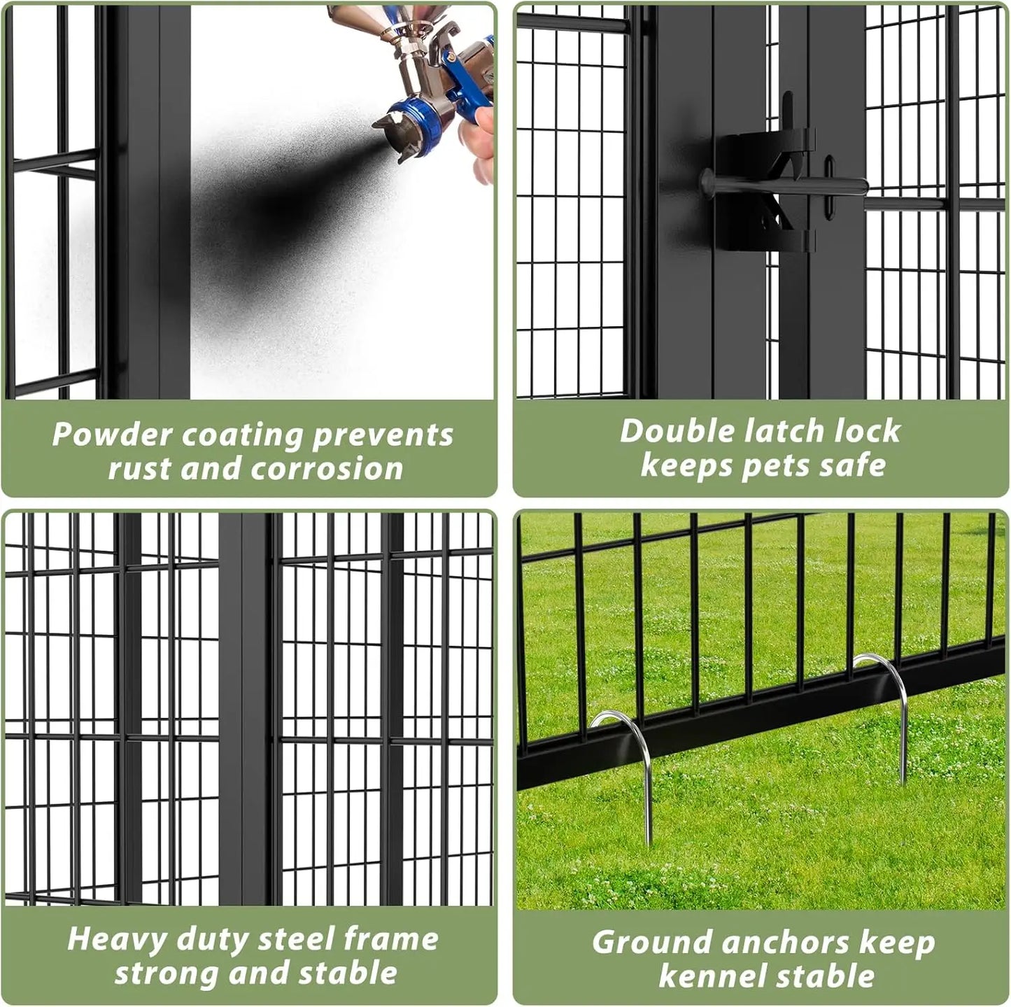 Outdoor Dog Kennel With Roof Heavy Duty Steel Enclosure Waterproof