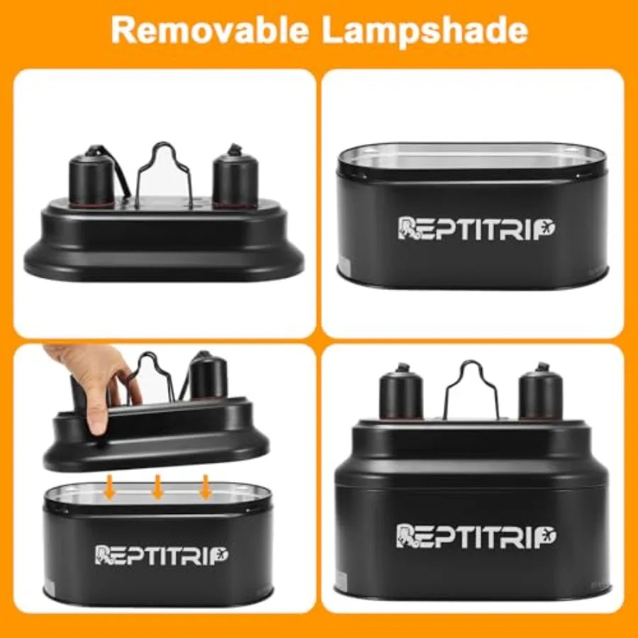 Dual Reptile Light Fixture With Switches UVB Bulb Compatibility