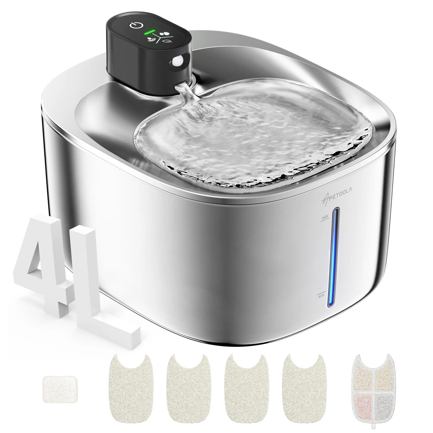APD APETDOLA Wireless Cat Water Fountain Stainless Steel