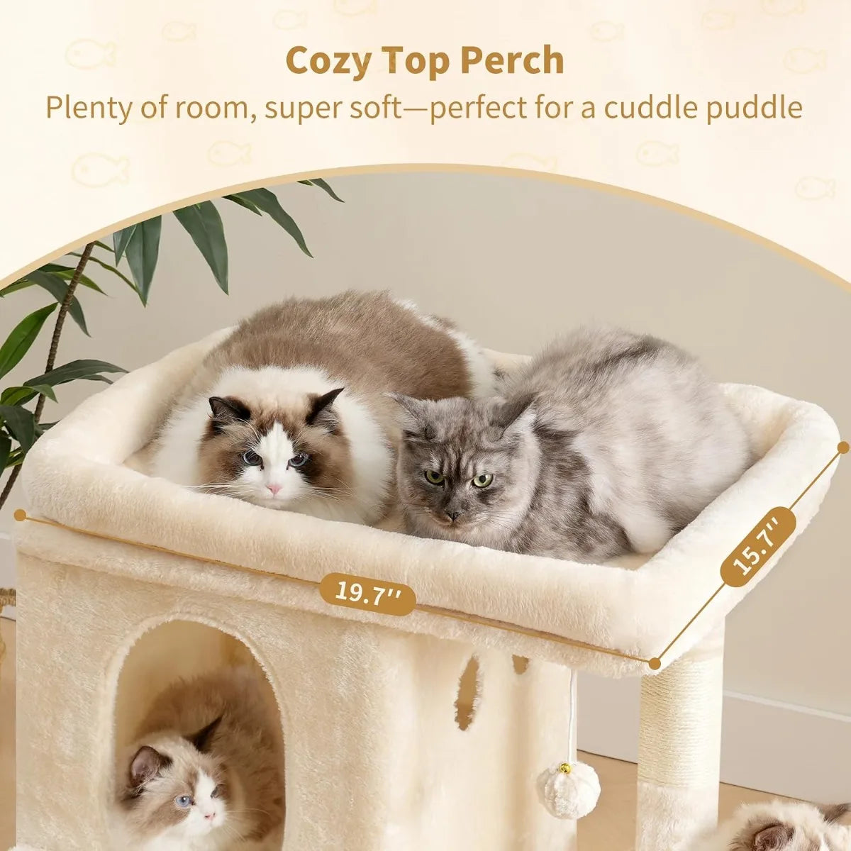 NBVCX Cat Tree With Large Perch And Dual Condos Indoor