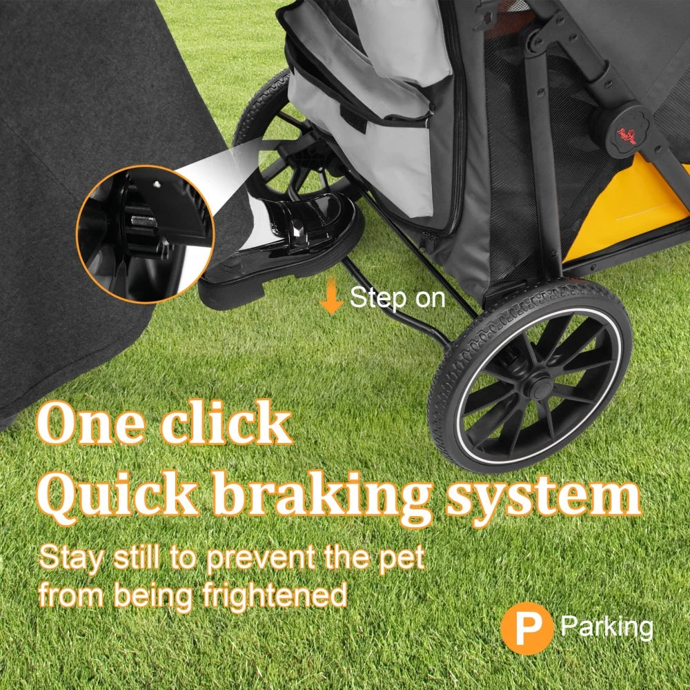 Foldable Pet Dog Stroller Jogger Cart With Cushion And Cup Holder