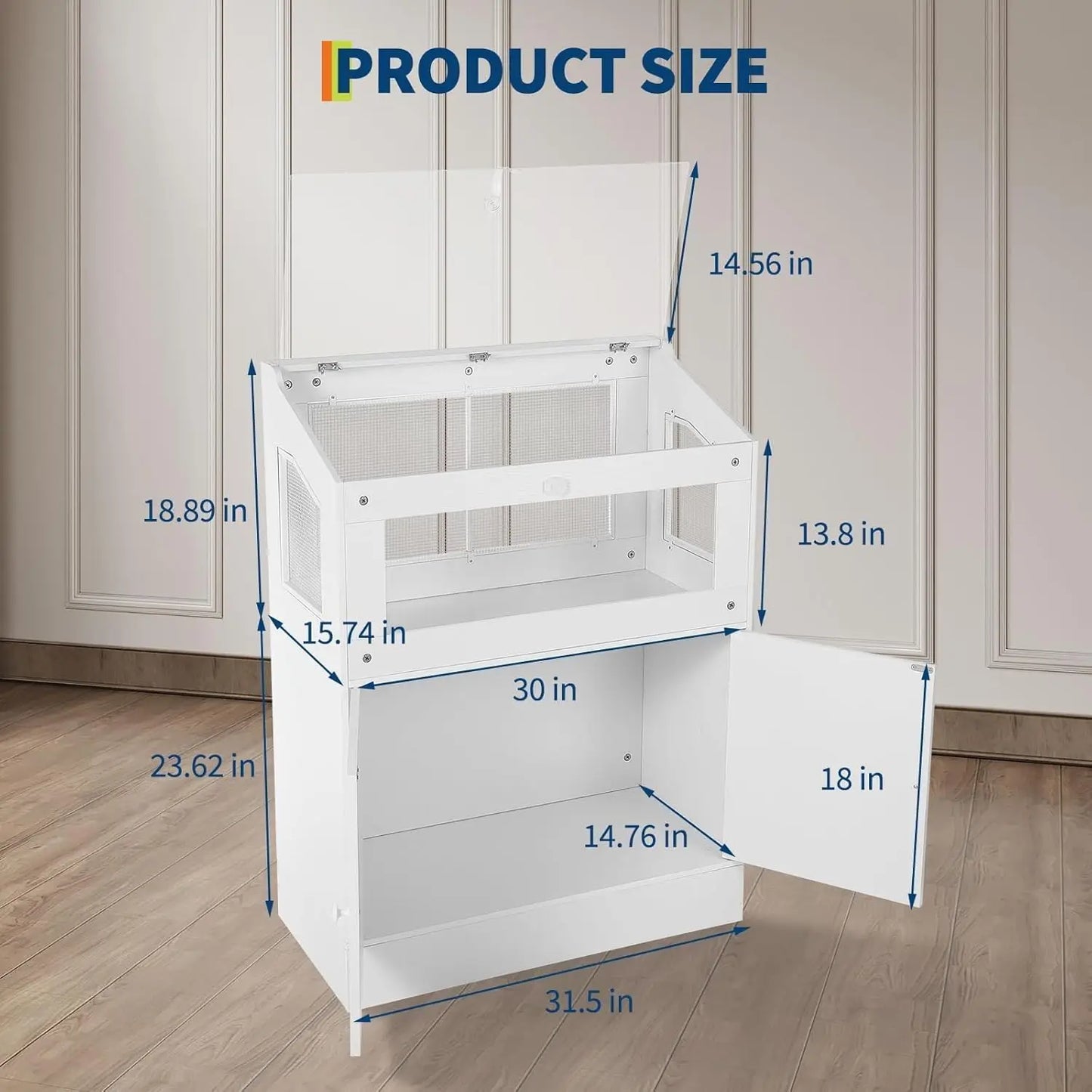 HiMISS Hamster Cage With Storage Cabinet And Acrylic Panels