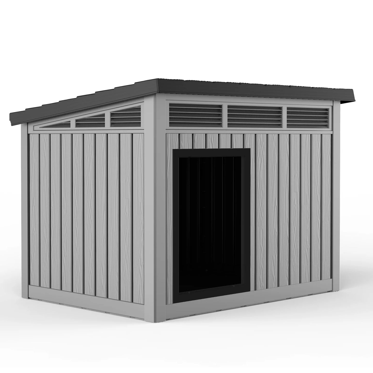 Resin Outdoor Waterproof Insulated Dog House With Slanted Roof And Hydraulic Rod