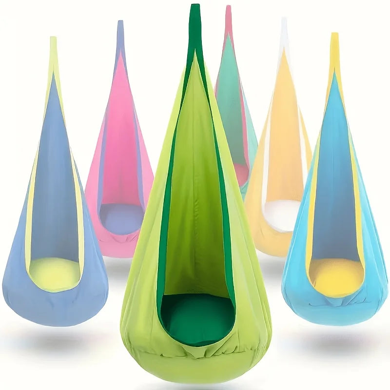 1-Pack of Indoor/Outdoor Hanging Hammock Chair Includes Inflatable Pillow And Cylinder, Storage Bag, Maximum Load Capacity of 264 Pounds, Includes Straps And Screws, Woven Nylon Fabric, No Batteries