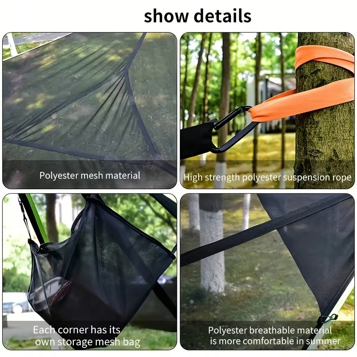 Heavy-Duty Triangle Hammock, 440 LBS/200 KG Weight Capacity, Oversized 110.24 Inch Portable Outdoor Swing Bed With Storage Bag &
