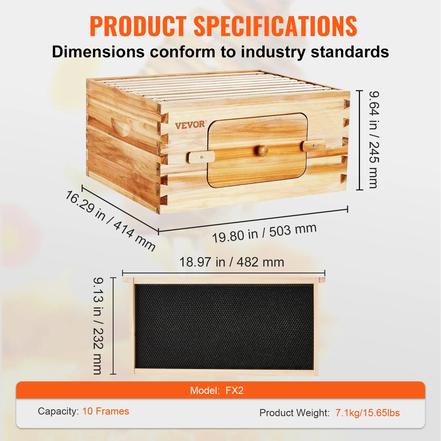 SucceBuy Cedar Langstroth Beehive Starter Kit With Acrylic Windows