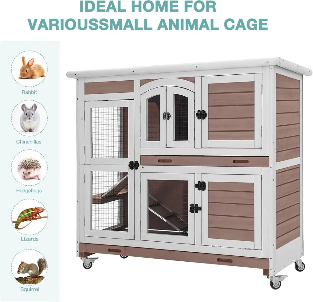 Indoor Rabbit Hutch And Guinea Pig Cage With Sliding Trays Ramp