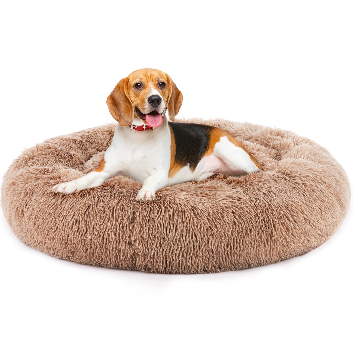 JHK Calming Dog Bed Washable Plush Faux Fur Round Bed