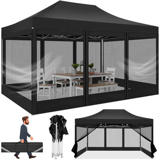 HOTEEL Heavy Duty Pop Up Canopy with Mosquito Netting Sidewalls
