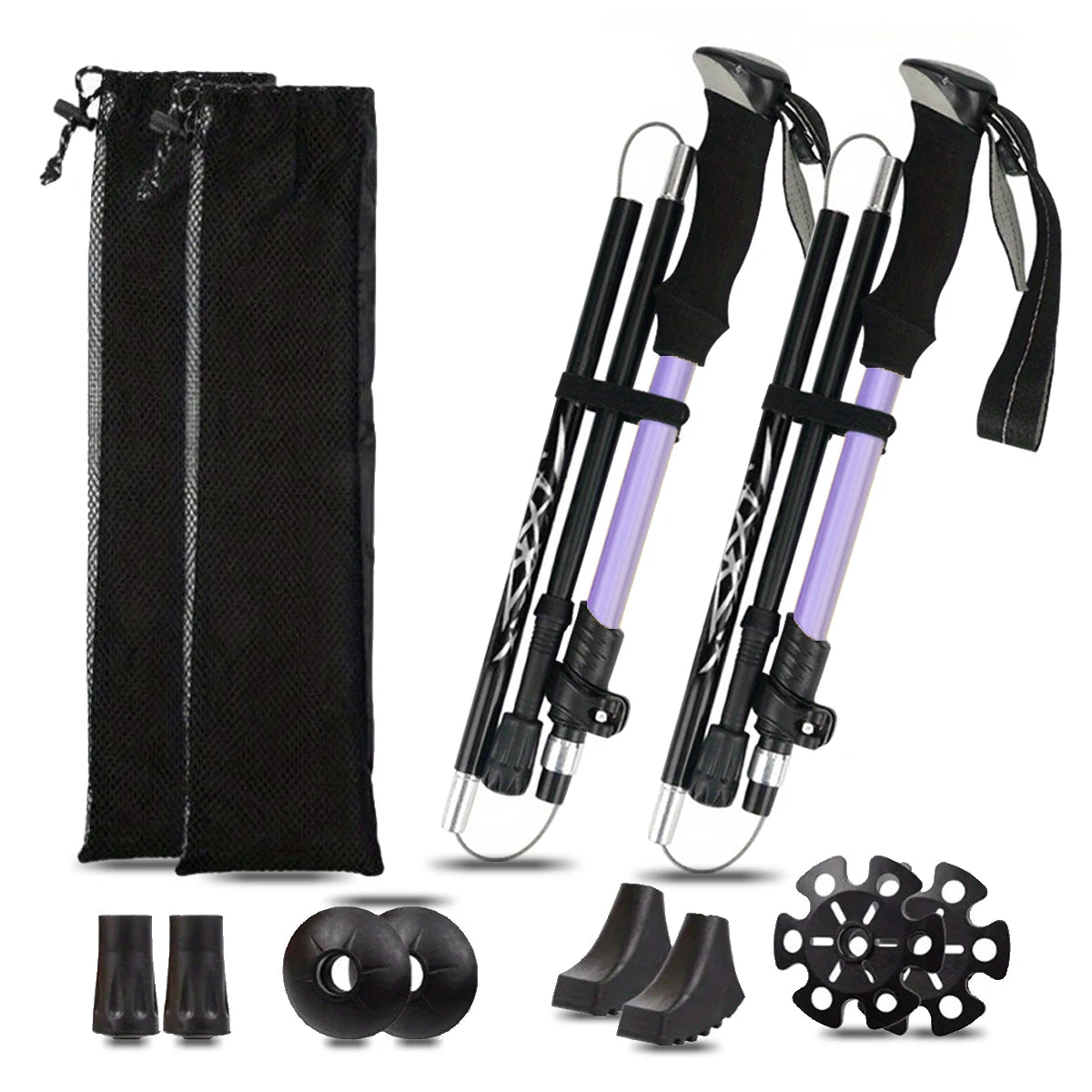 Aluminum 5 Section Folding Trekking Pole For Outdoor Hiking