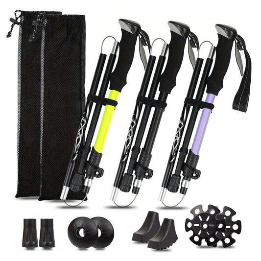 Aluminum 5 Section Folding Trekking Pole For Outdoor Hiking
