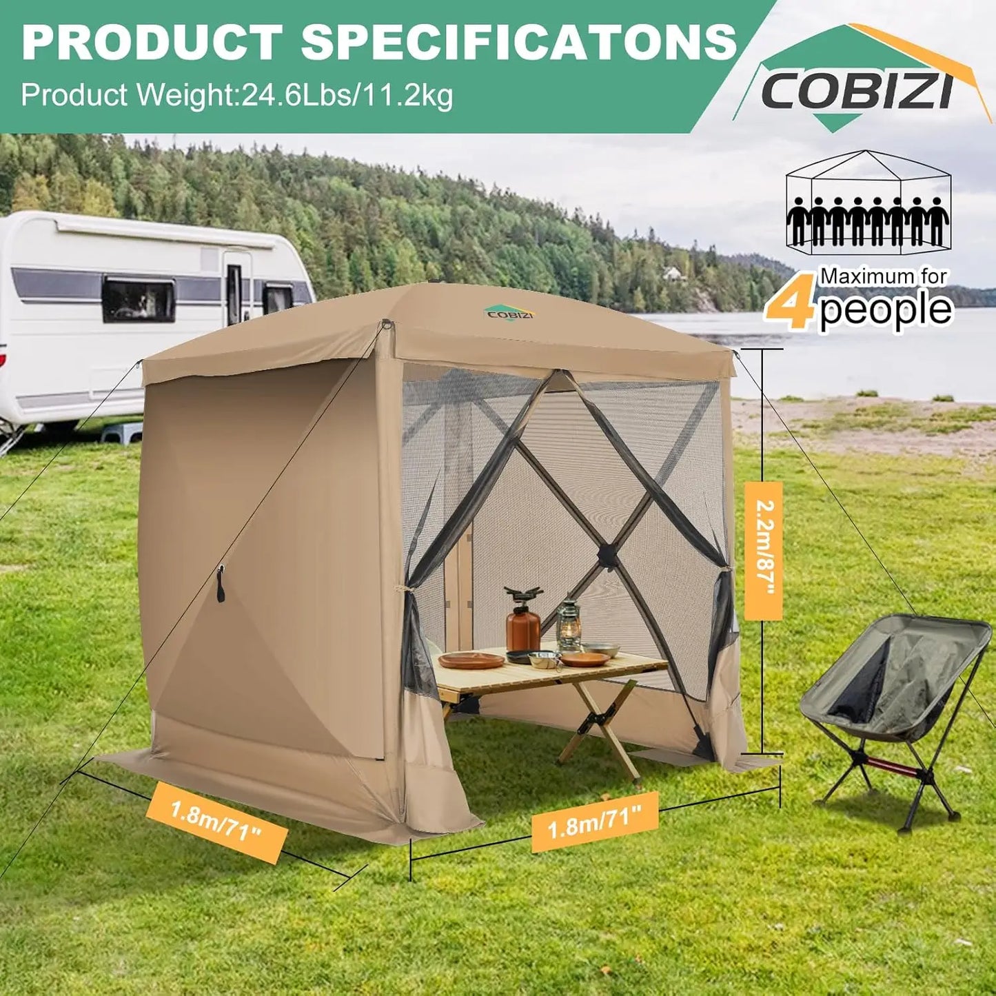 COBIZIC Pop Up Gazebo Outdoor Canopy Shelter With Bag