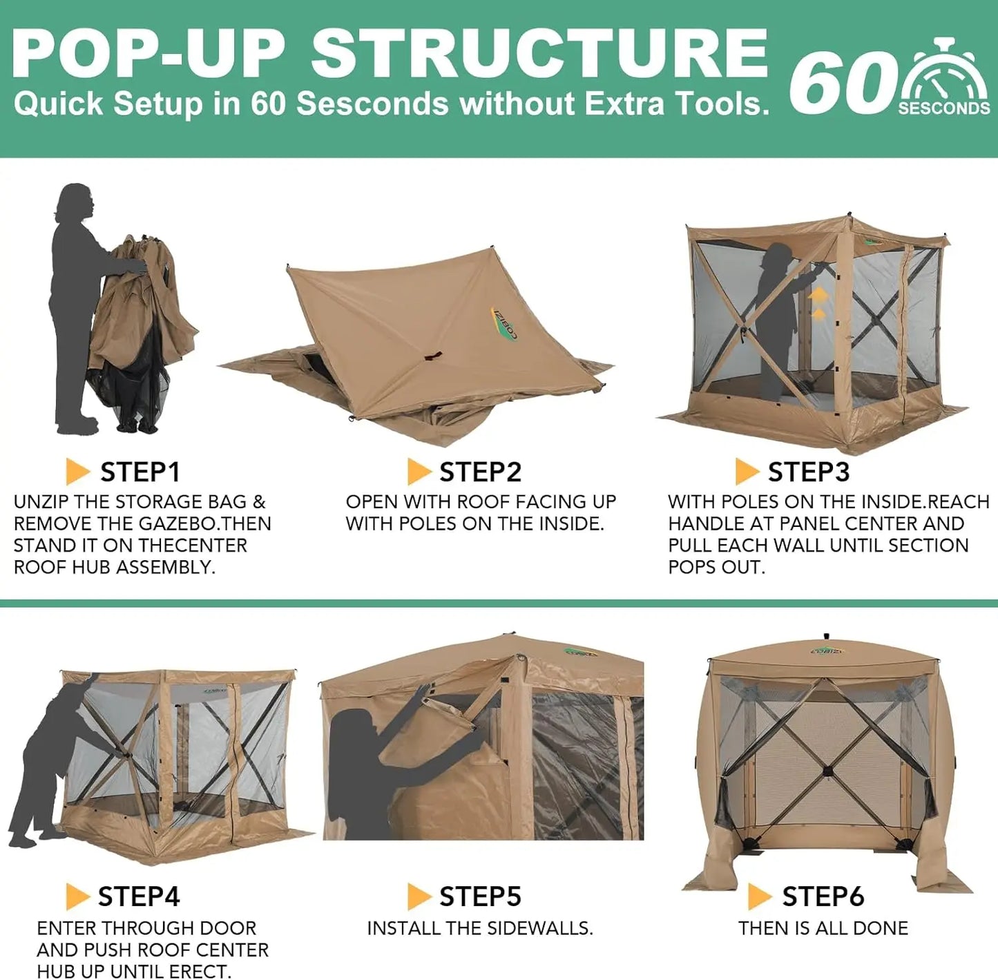 COBIZIC Pop Up Gazebo Outdoor Canopy Shelter With Bag