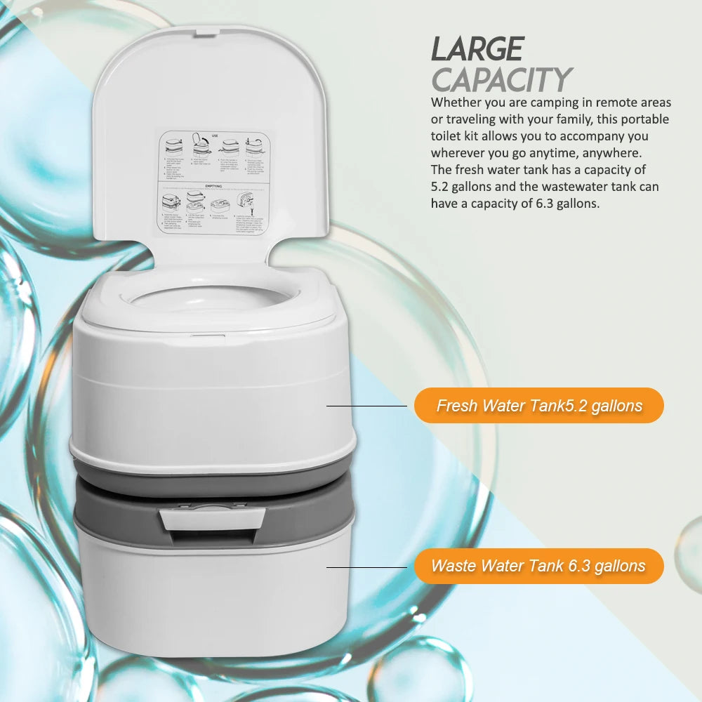 Portable Camping Toilet With Tissue Storage, Leak-Proof Design Indoor Outdoor