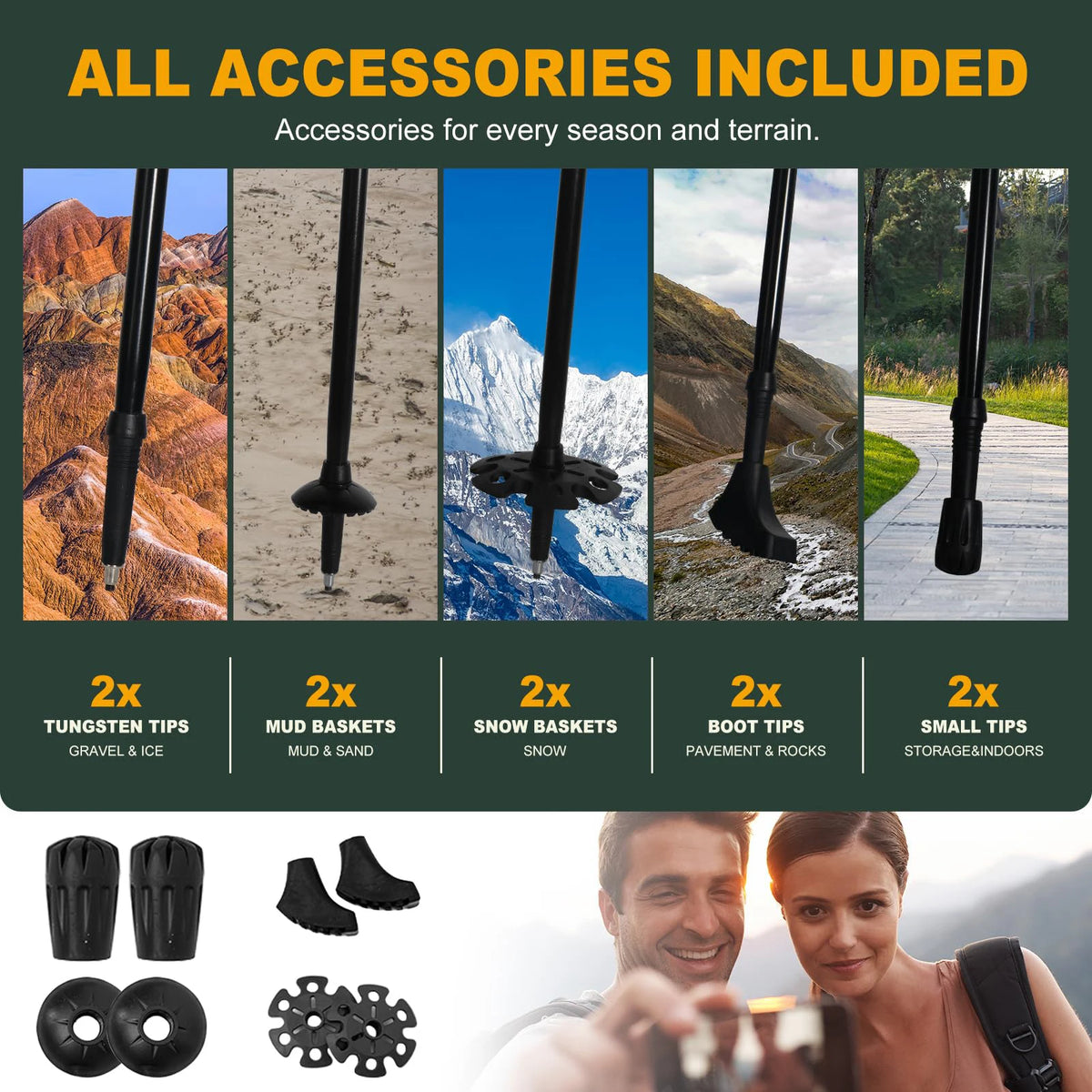 Aluminum 5 Section Folding Trekking Pole For Outdoor Hiking