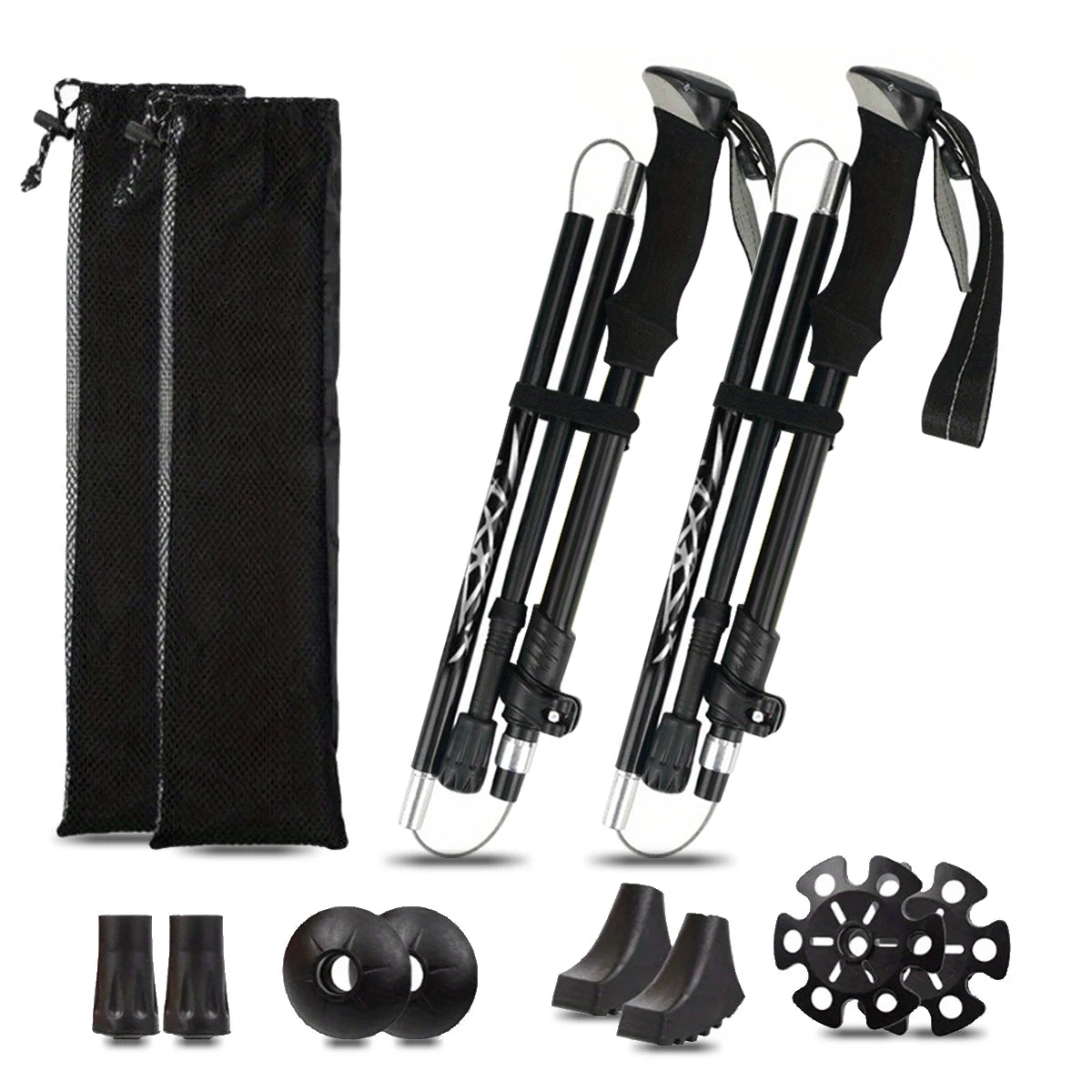 Aluminum 5 Section Folding Trekking Pole For Outdoor Hiking