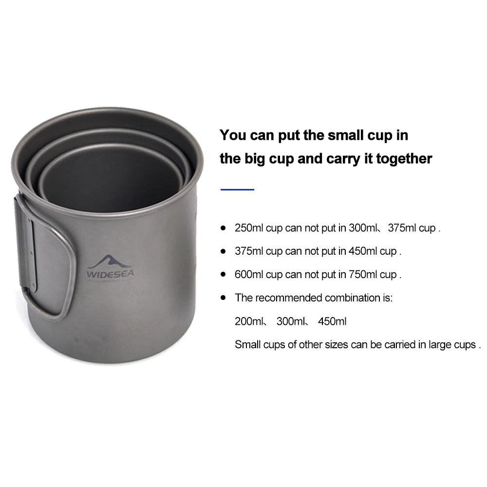 Widesea Titanium Camping Mug Cup For Outdoor Cooking