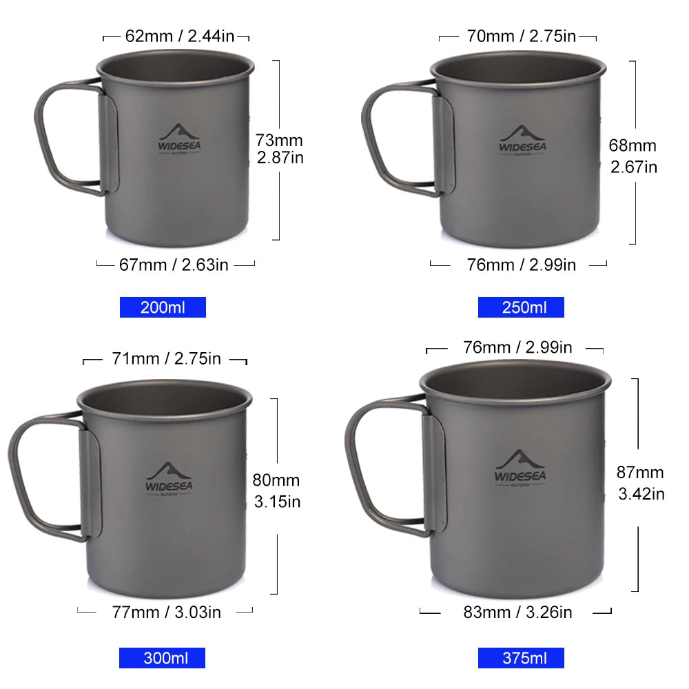 Widesea Titanium Camping Mug Cup For Outdoor Cooking