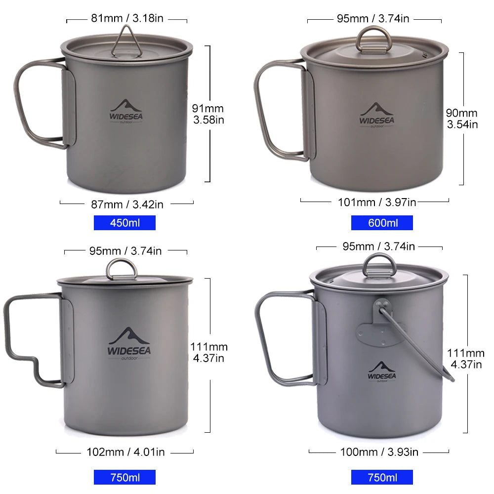 Widesea Titanium Camping Mug Cup For Outdoor Cooking