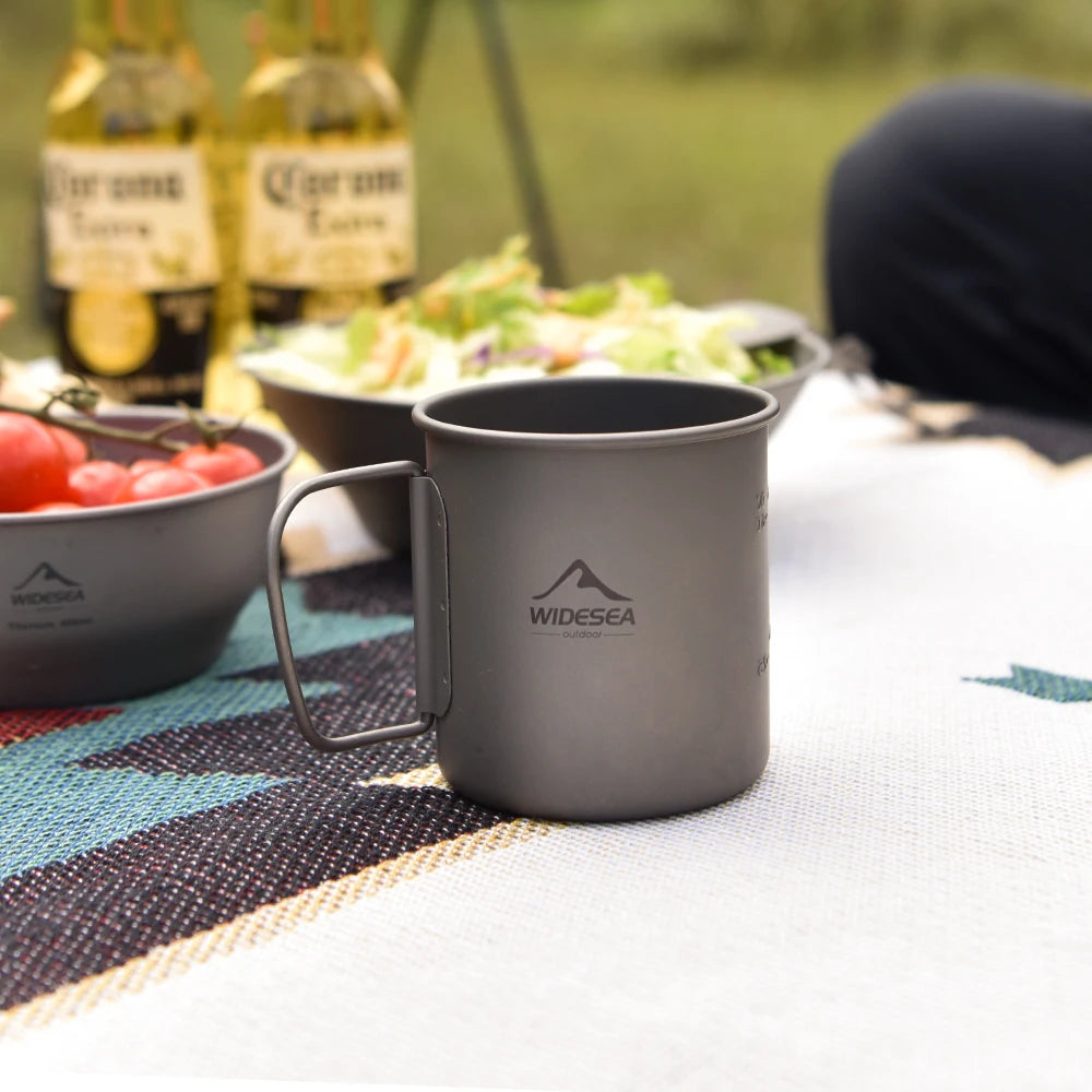 Widesea Titanium Camping Mug Cup For Outdoor Cooking