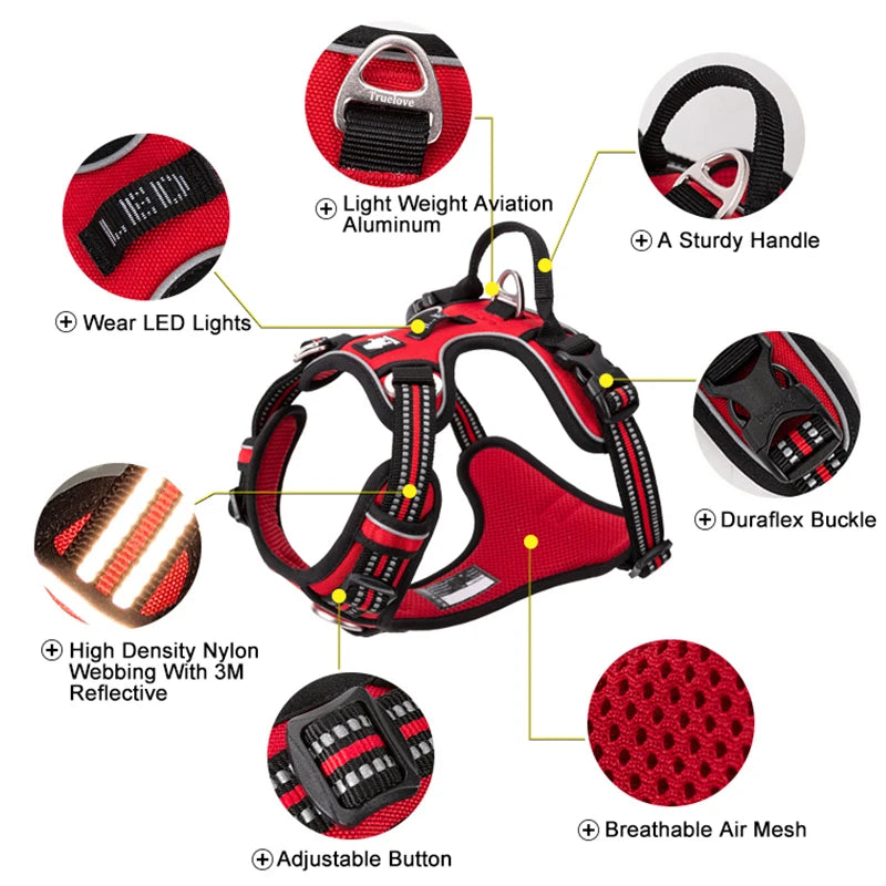 TRUELOVE CN Reflective Nylon Dog Harness No Pull Adjustable