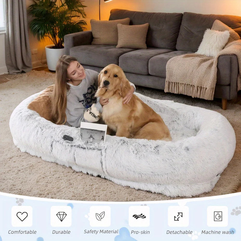 GUANGLIE Orthopedic Dog Bed With Washable Faux Fur