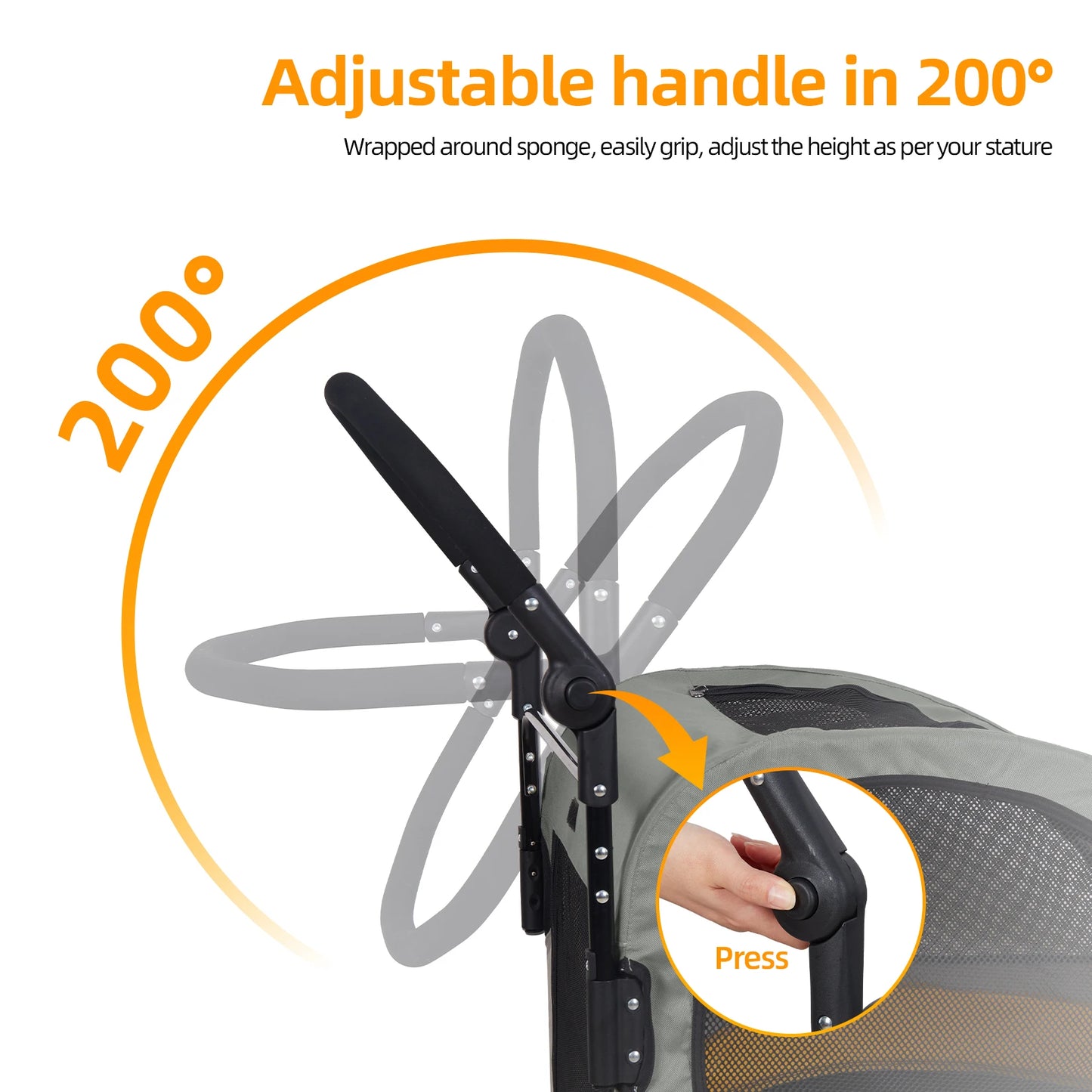 Foldable Portable Dog Stroller For Large Dogs With Breathable Carrier