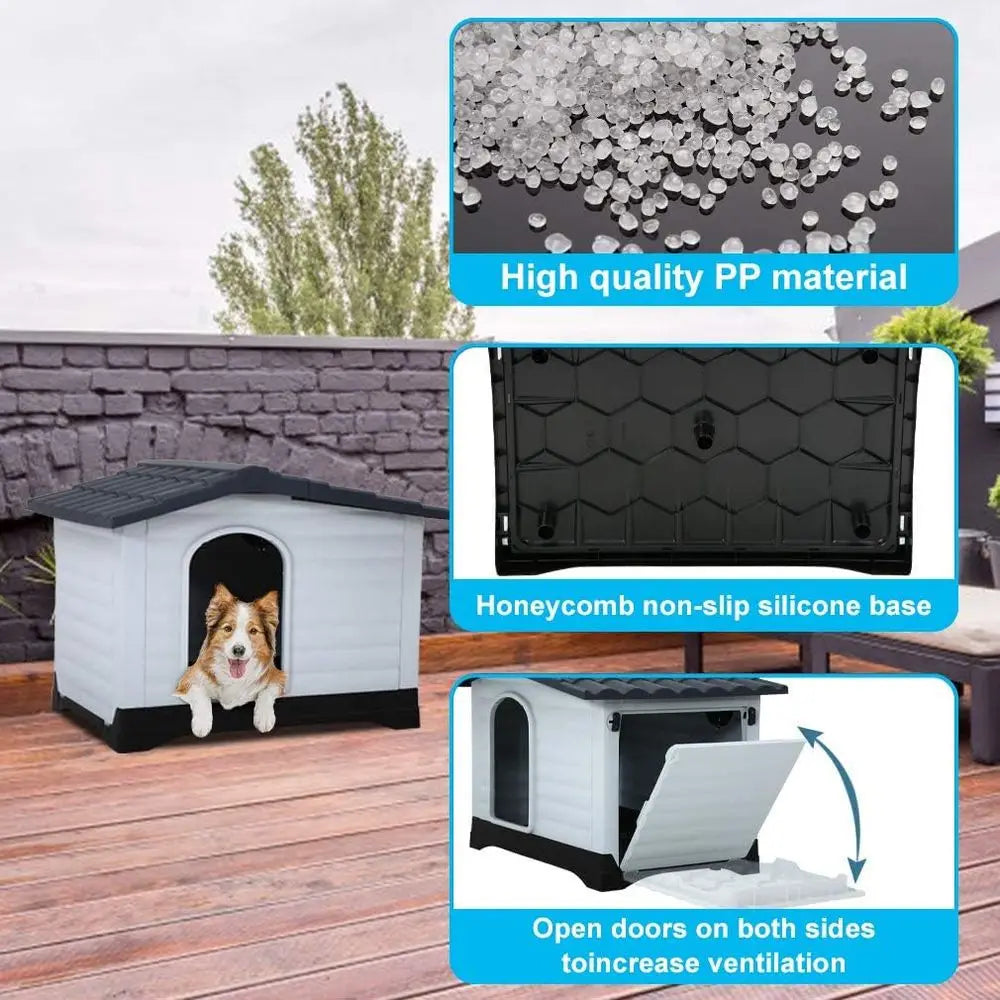 Water Resistant Plastic Dog House For Indoor Outdoor Pet Kennel