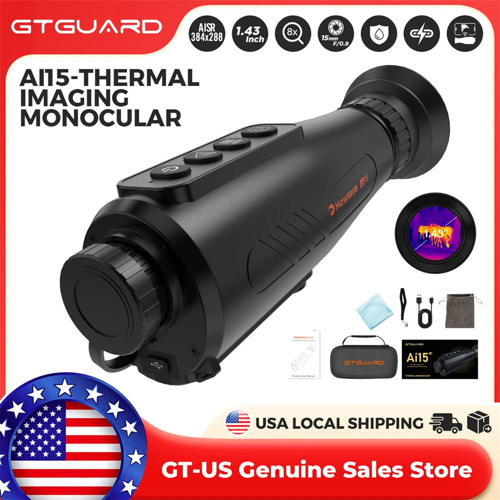 GTGUARD Ai15 Night Vision Goggles Outdoor Surveillance Monocular Thermal Imaging Telescope HD Sensor Resolution America In Stock