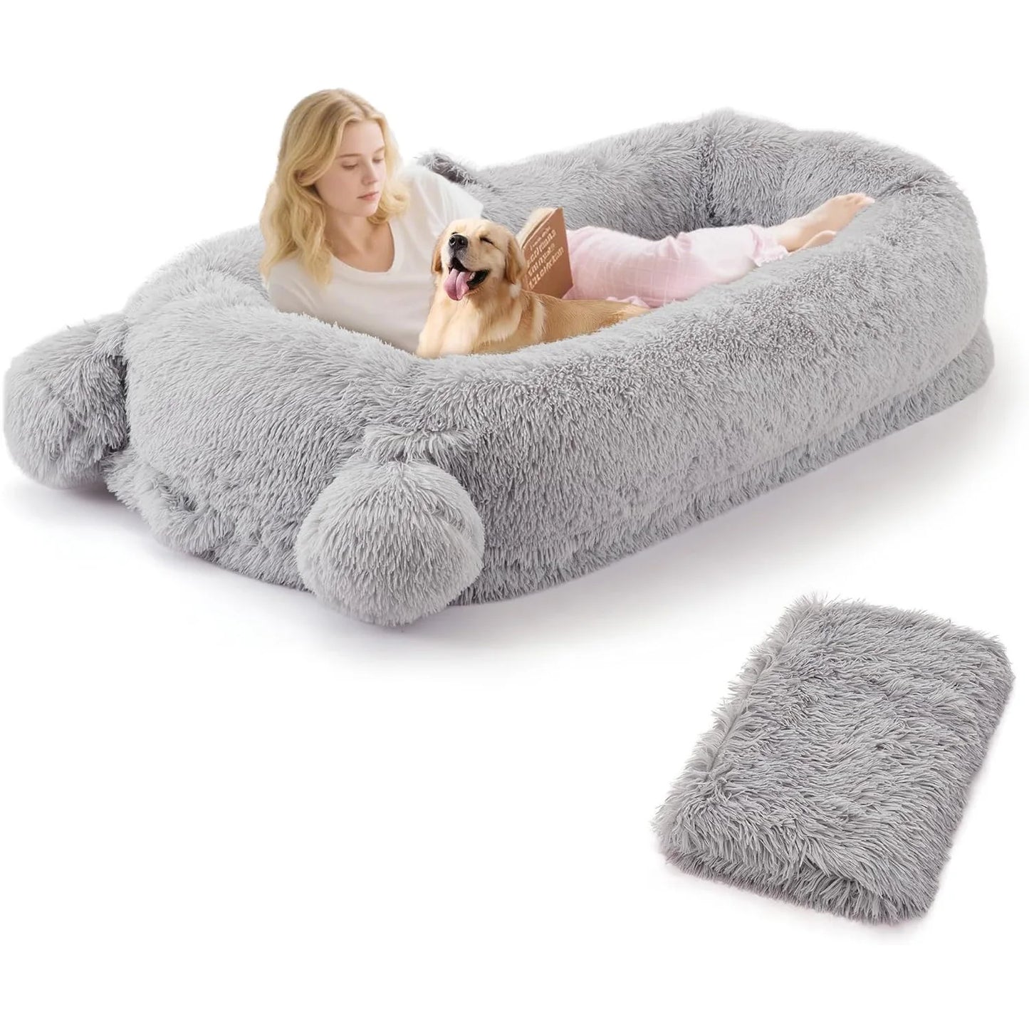 HiMISSCN Dog Bed For Adults And Pets With Removable Washable Cover And Blanket