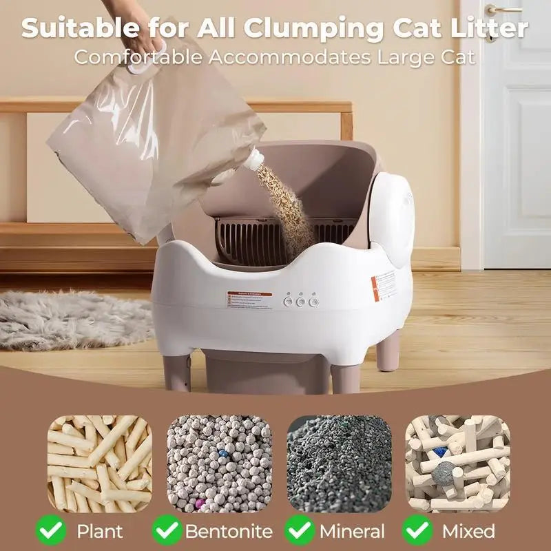NestPawly Self Cleaning Cat Litter Box With App Control Open Top