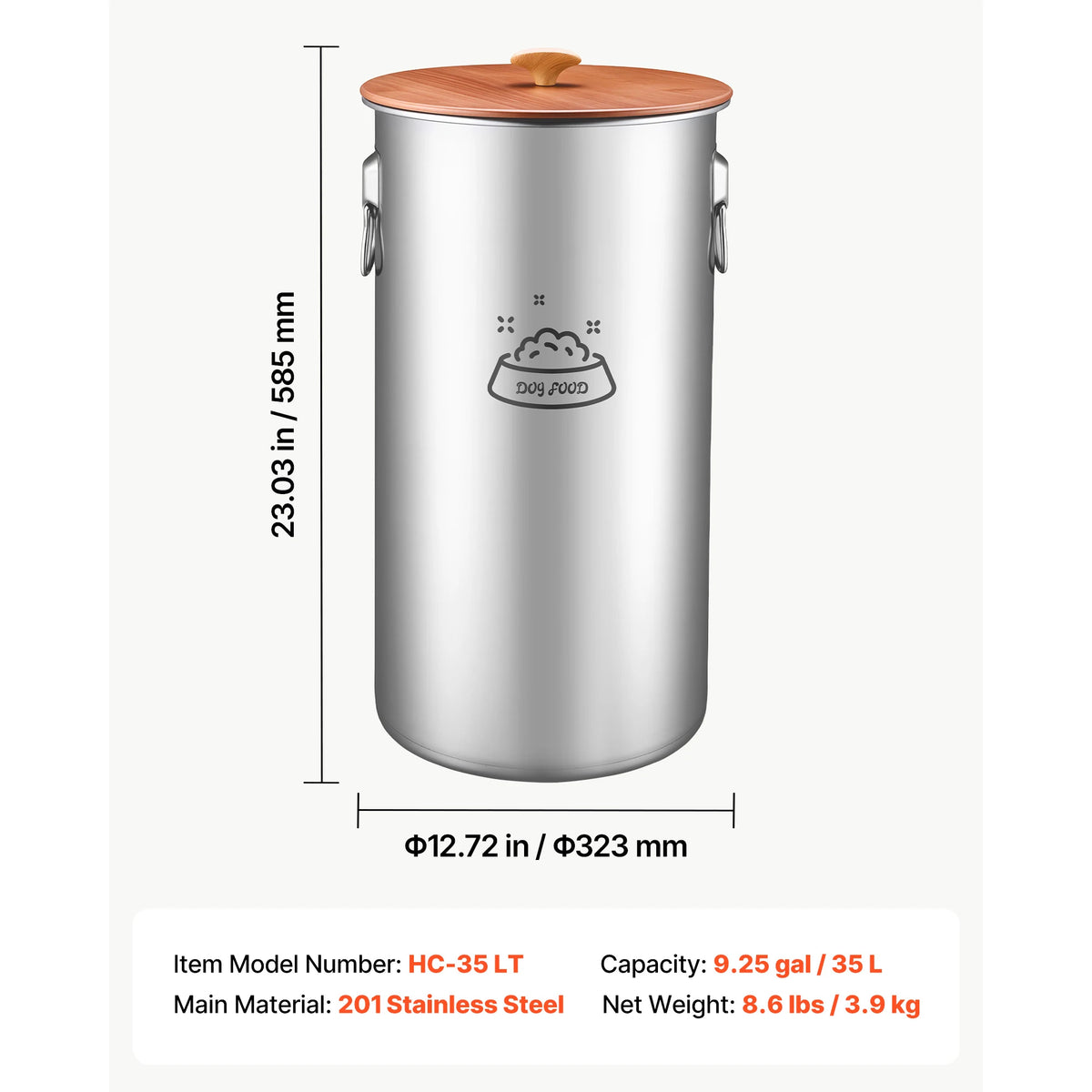 Stainless Steel Airtight Pet Food Storage Container With Dual Handles