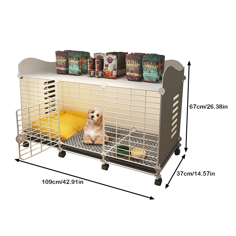 NONE Dog Kennel With Wheels And Tray Indoor Enclosure