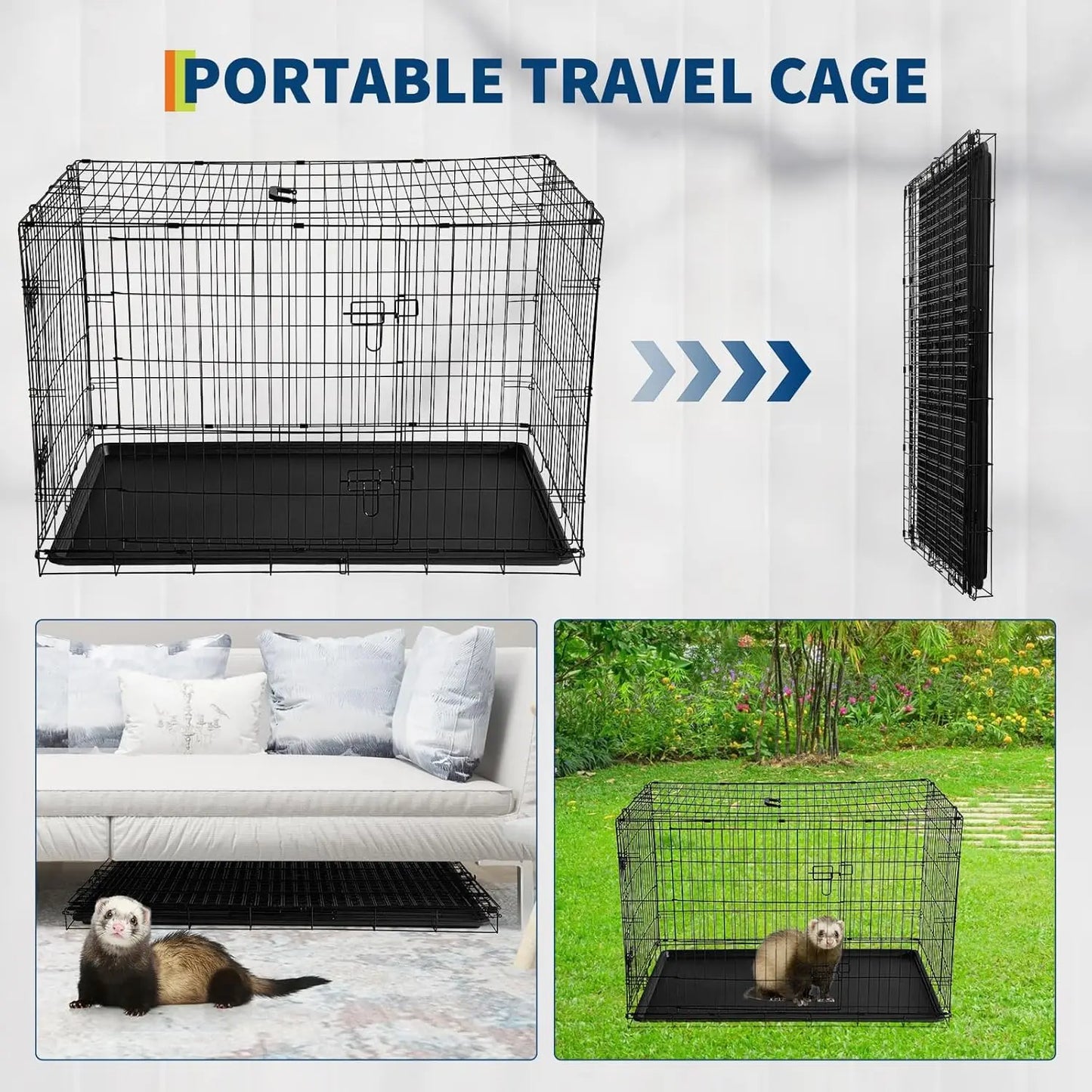 HiMISS Portable Folding Rabbit Cage With Slide Out Tray