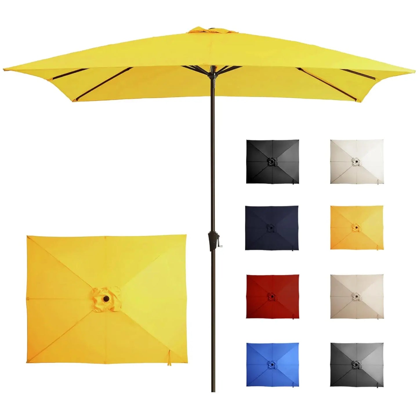 8x10FT Large Rectangular Patio Umbrella Outdoor Table Umbrella w/Crank Rectangle Market Umbrella UV Protection for, Customized