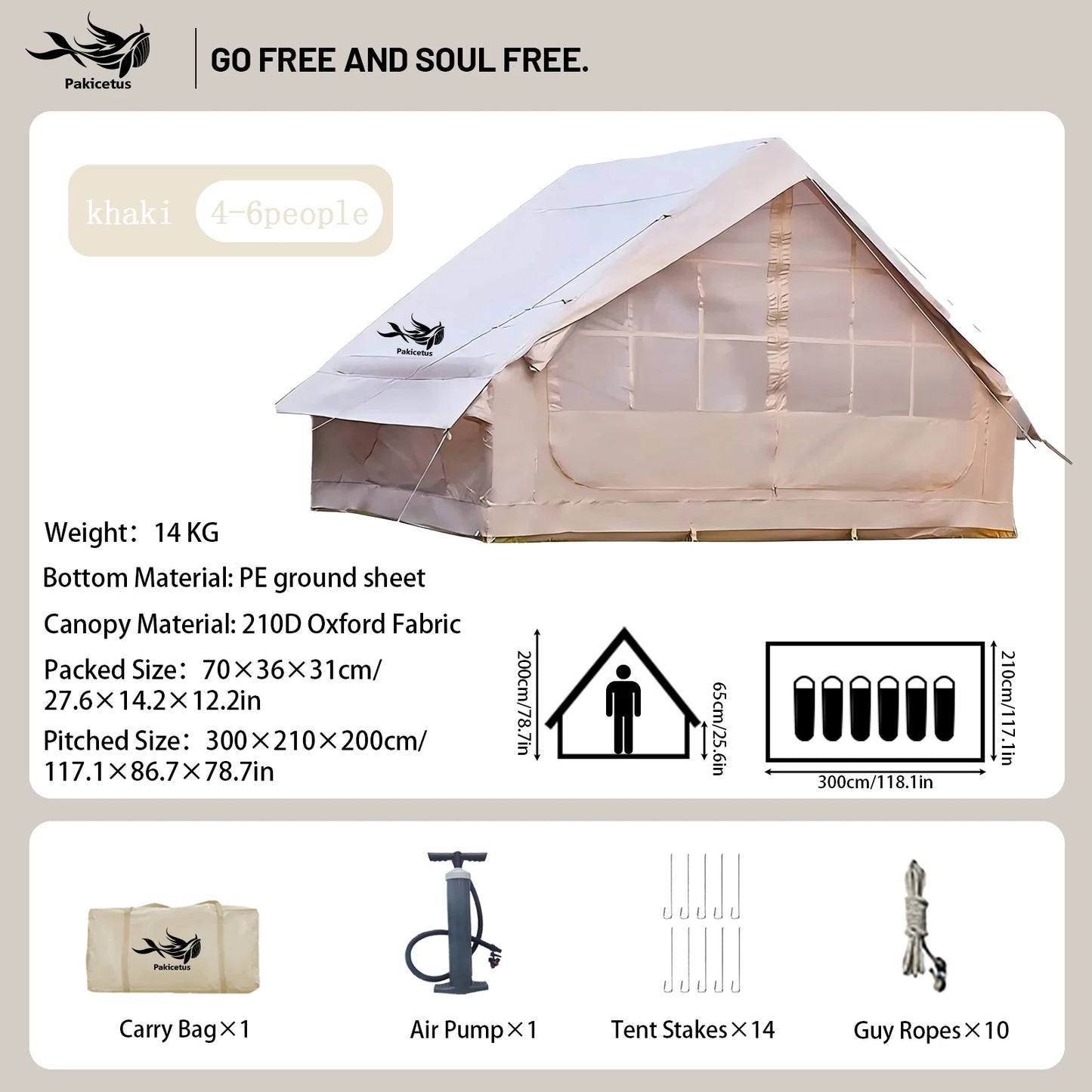 Pakicetus Quick Setup Inflatable Camping Tent Family Tent