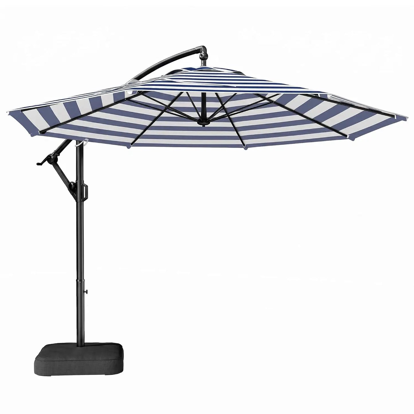 10ft Cantilever Patio Umbrella with Base Included, 30 MPH Wind-Resistant Offset Outdoor Hanging Umbrella with 45, Customized