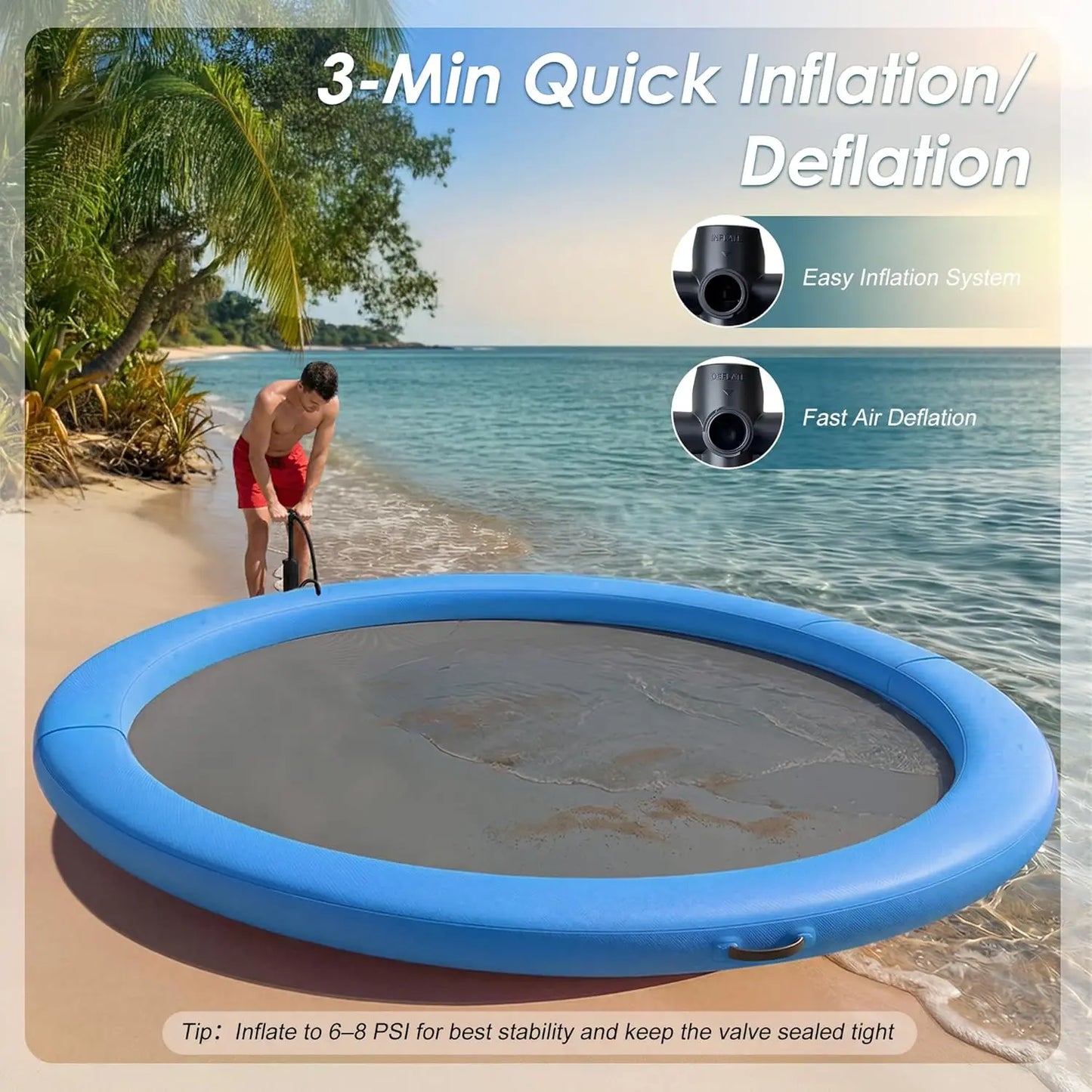 Water Hammock Inflatable Sunchill Float Ring with Mesh Design, Heavy Duty Inflatable Raft Float Ring Platform,Hammock, Custom