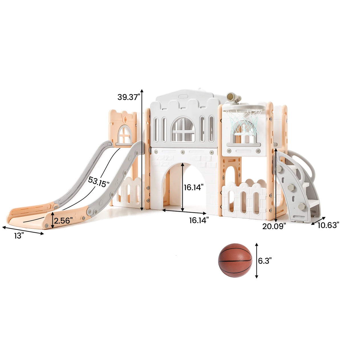 8 in 1 Indoor Toddler Slide with Basketball Hoop