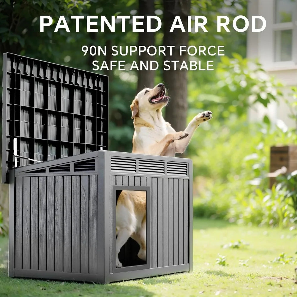 Durable Resin Dog House Weatherproof Indoor Outdoor With Removable Roof